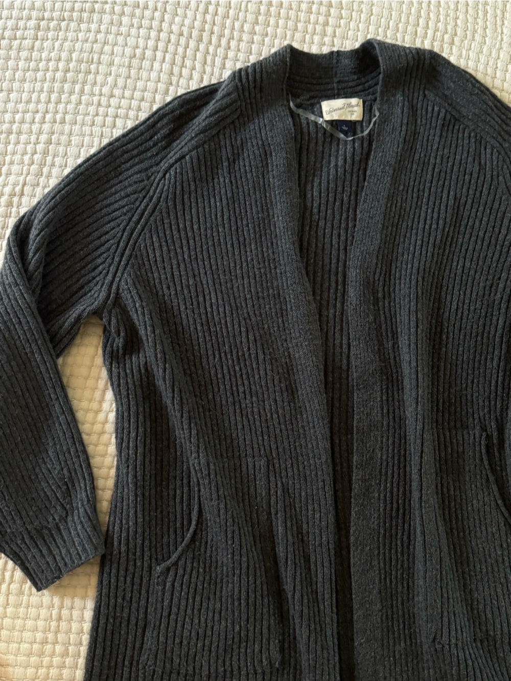 Universal Thread Charcoal Ribbed Open-Front Cardigan - Picture 2 of 3